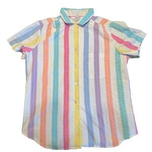 Women's Jessica Tyler Retro Stripe Camp Shirt Short Sleeve Size 12